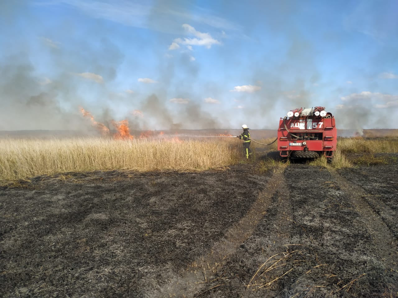 Детальніше про статтю Дві пожежі сталися на відкритій місцевості, одна – в господарчій споруді